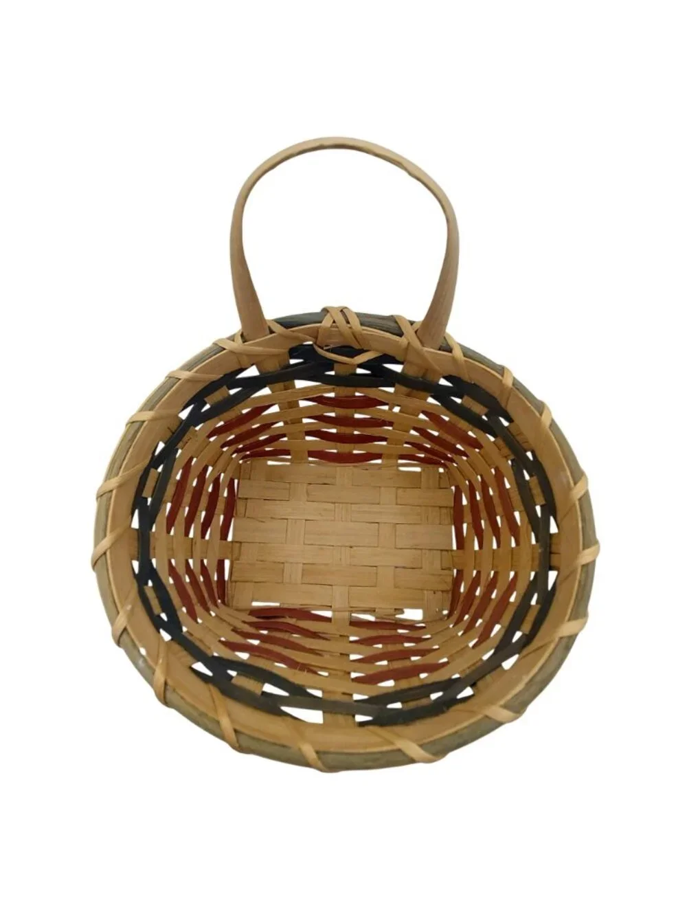 Handcrafted Americana Patriotic Basket Handle Red White Blue Woven Wall Pocket